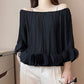 Women's Flowy Pleated Off-The-Shoulder Top