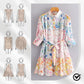 Tie Waist Button Down Mini Dress with Floral Print