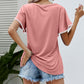 Women's Casual Round Neck T-Shirt with Pom-Pom Trim Sleeves