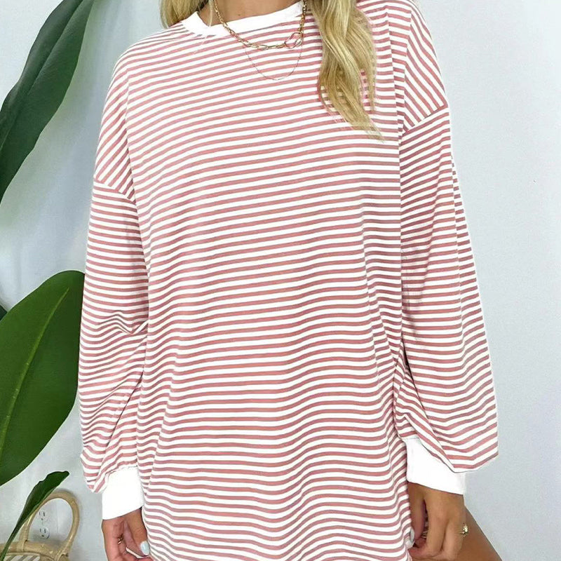 Women's Oversized Striped Crewneck Pullover