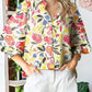 Women’s Printed Button-Down Shirt with Lantern Long Sleeves
