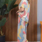 Contrast Color V-Neck Top & Pants Set