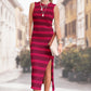 Striped Knit Midi Tank Dress