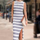 Striped Knit Midi Tank Dress