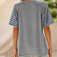 Women's Casual Round Neck Striped Color Clash Short Sleeve Top