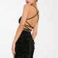 Women's Fashion Sequins Spaghetti Straps Backless Short Dress