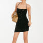 Women's Fashion Sequins Spaghetti Straps Backless Short Dress