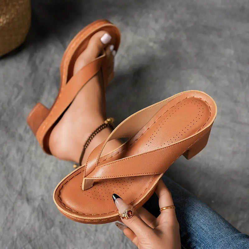Women’s Summer Chunky Heel Flip Flops