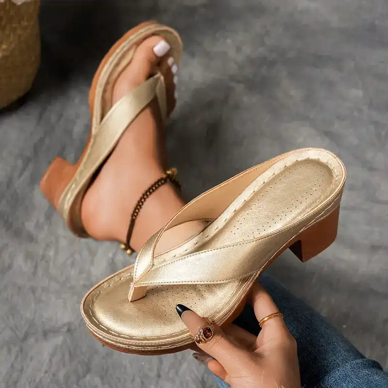 Women’s Summer Chunky Heel Flip Flops