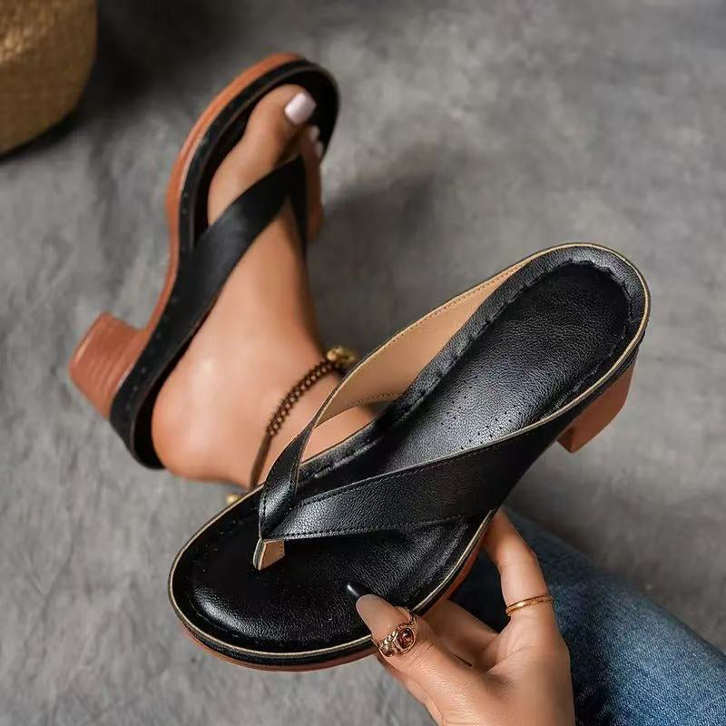 Women’s Summer Chunky Heel Flip Flops