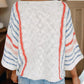 Women's Fashion Vertical Stripe Color Blocking Flared Sleeve Pullover Knit Sweater