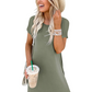 Women's Casual Loose Short Sleeve Pocket Split Maxi Dress