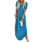 Women's Casual Loose Short Sleeve Pocket Split Maxi Dress