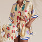 Women's Casual Lapel Short Sleeve & Shorts Pajama 2-PCS Set
