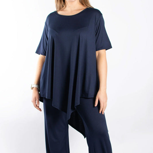 Women's Irregular Hem Top ＆ Loose Pants Set