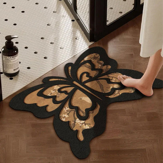Retro Butterfly Diatomite Mat – Quick Drying & Non-Slip