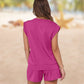 Women's Cap Sleeve Crewneck Top & Drawstring Shorts 2-Piece Set