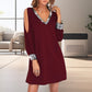 Glamorous Glitter Trimmed V-Neck Cold Shoulder Dress