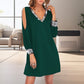 Glamorous Glitter Trimmed V-Neck Cold Shoulder Dress