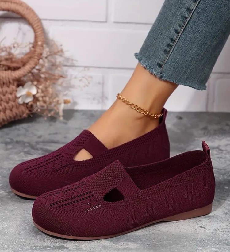 Women Walking Comfortable Breathable Knit Flats Shoes
