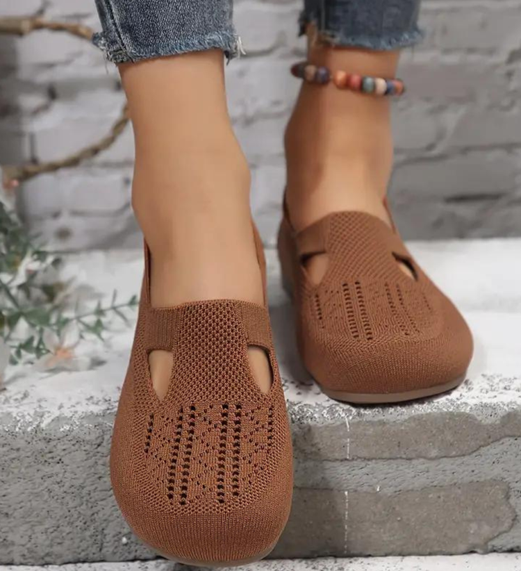 Women Walking Comfortable Breathable Knit Flats Shoes