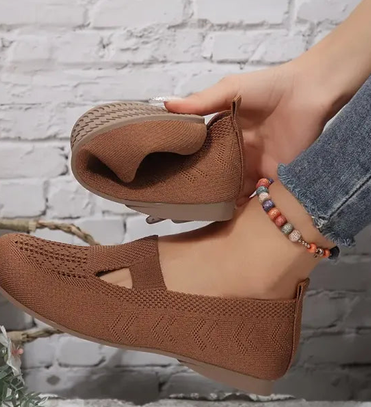 Women Walking Comfortable Breathable Knit Flats Shoes