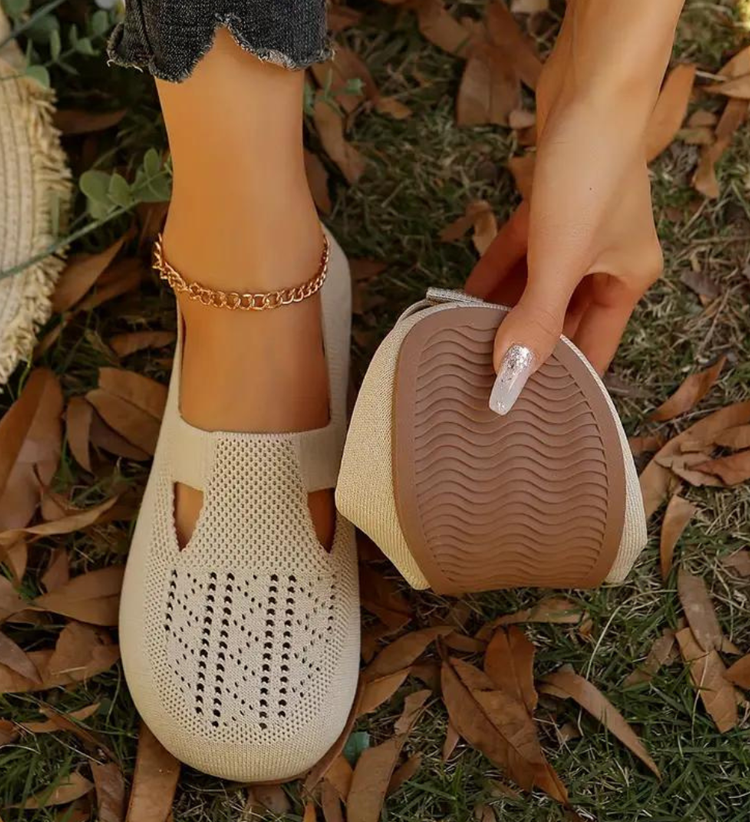 Women Walking Comfortable Breathable Knit Flats Shoes