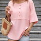 Casual Button Down Waffle Knit Top