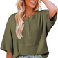 Casual Button Down Waffle Knit Top