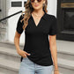Women's Casual V Neck Short Sleeve Lapel Shirts