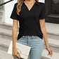 Women's Casual V Neck Short Sleeve Lapel Shirts