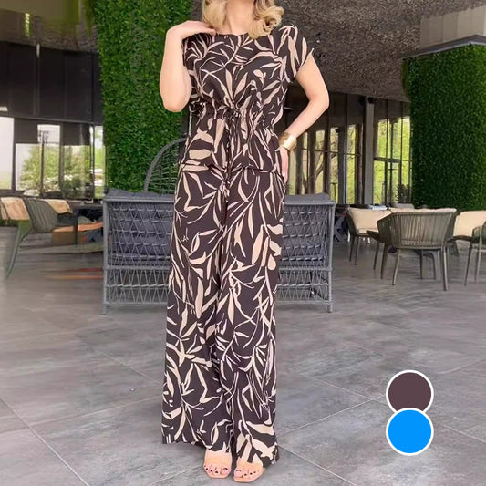 Printed Tie-Waist Shirt & Wide-Leg Pants 2-Piece Set