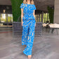 Printed Tie-Waist Shirt & Wide-Leg Pants 2-Piece Set