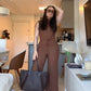 Solid Color Sleeveless Top & Drawstring Adjustable Pants 2-PCS Set