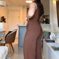 Solid Color Sleeveless Top & Drawstring Adjustable Pants 2-PCS Set