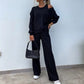 Women's Solid Color Vest & V-Neck Long Sleeve Top & Pants 3-Piece Set