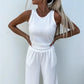 Women's Solid Color Vest & V-Neck Long Sleeve Top & Pants 3-Piece Set