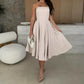 💃🔥Elegant Solid 😍Color Strapless Midi Dress