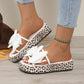 🏖️Sommerschlussverkauf 50% discount👡slip-on shoes with leopard print, bow and thick sole