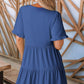 Women's Ruffle Trim V-Neck Tiered Dress