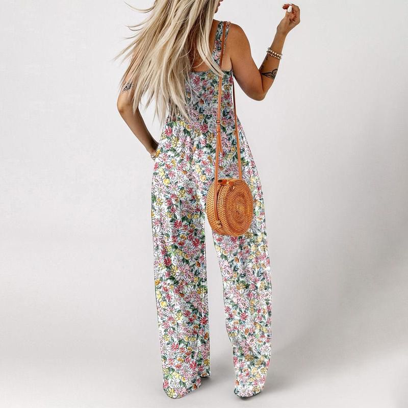 🏖️LAST DAY SALE: ONLY ￡18.8!!🌼Women’s Casual Print Sleeveless Overalls Jumpsuits
