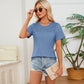 Women's Solid Color Round Neck Short Sleeve T-Shirt