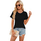 Women's Solid Color Round Neck Short Sleeve T-Shirt