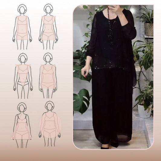 Women’s 2-Piece Sequin Blouse & Wide Leg Pants Set