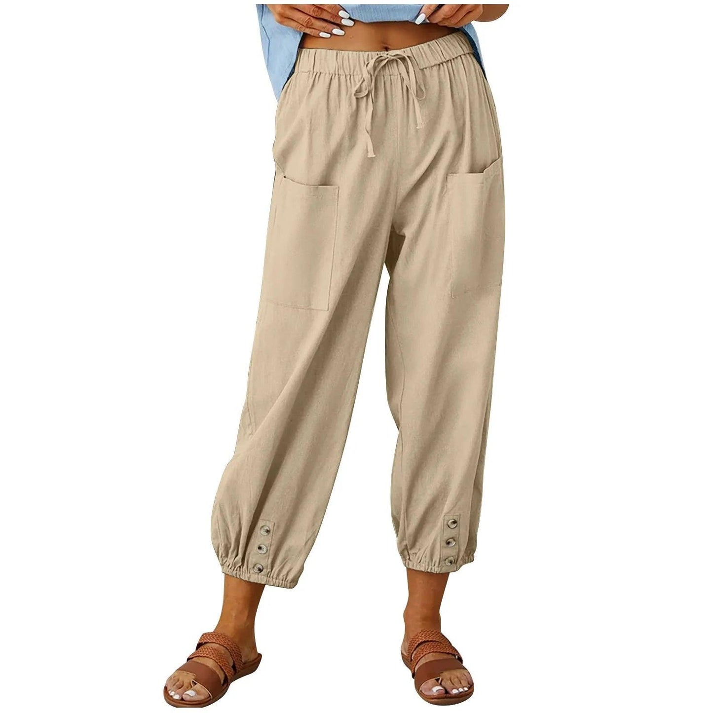 🔥New Arrival Hot Sale - 50% OFF🔥Women's Capri Pants Wide Leg Drawstring👖