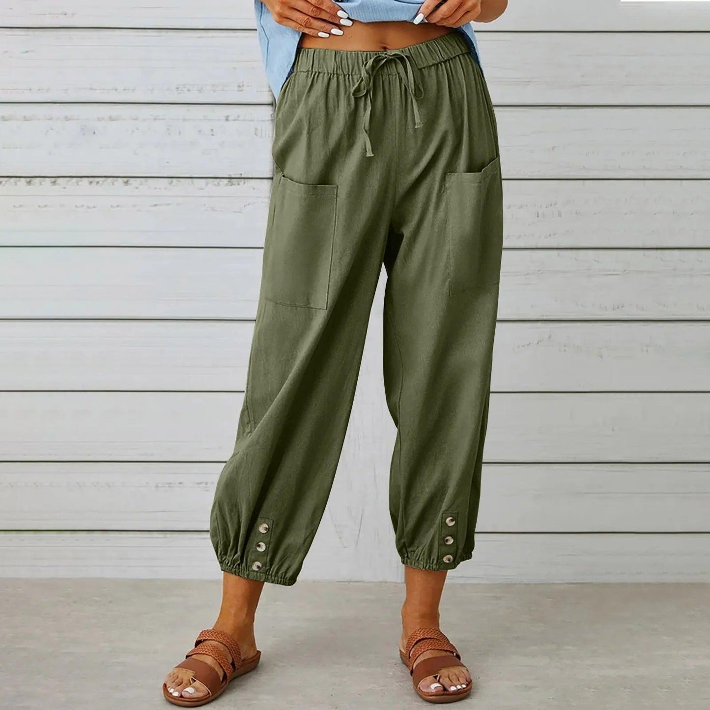 🔥New Arrival Hot Sale - 50% OFF🔥Women's Capri Pants Wide Leg Drawstring👖