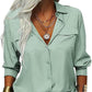 Women's Solid Lapel Long Sleeves Button-Down Shirt