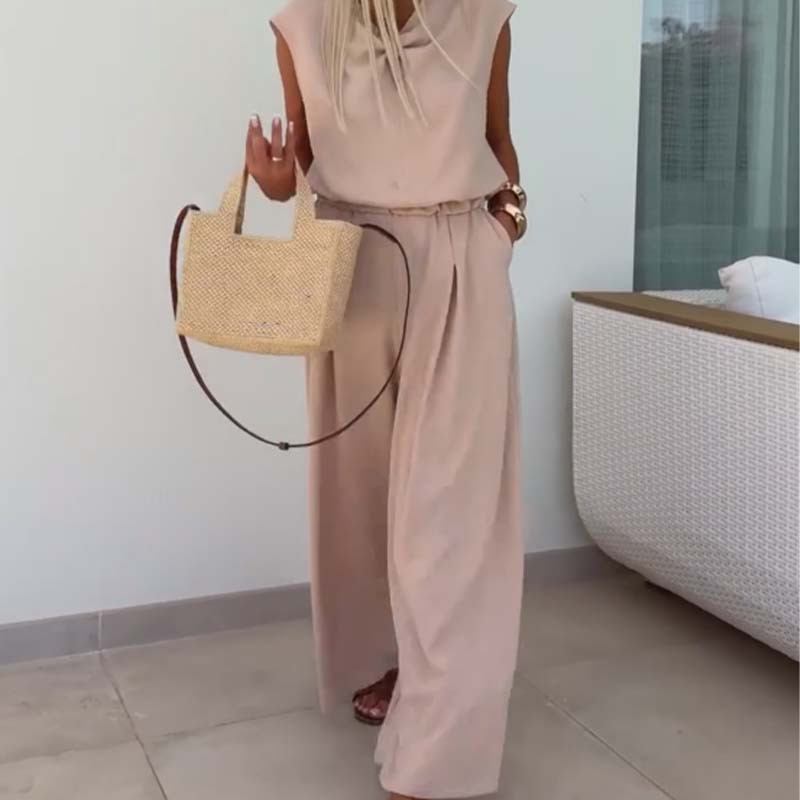 ⏳ Limited time 50% off! 💥Sleeveless V-Neck Tops & Loose Pants 2-Piece Set（The more you buy, the higher the discount）