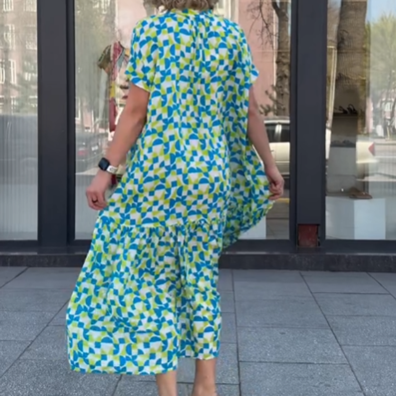 Women’s Loose Fit Geo Print Shirt Dress