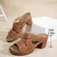 Women's Vintage Hollow-Out Chunky Heeled Slide Sandals